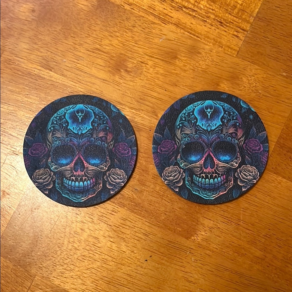 Colorful Vinyl Skull Coasters
